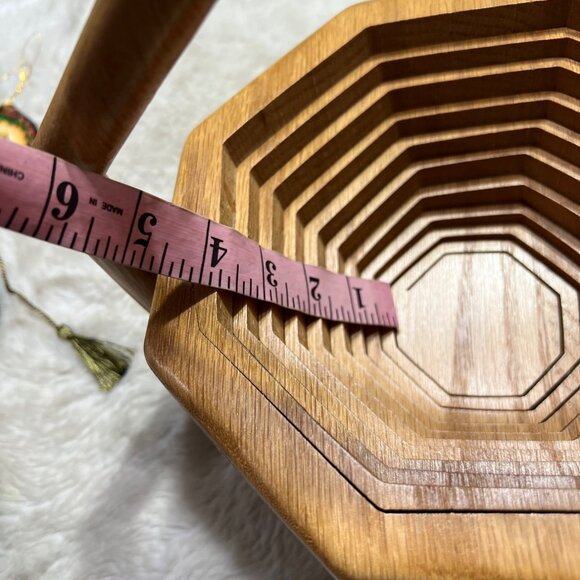 Handcrafted Wooden Collapsible Basket With Handle - Picture 6 of 11